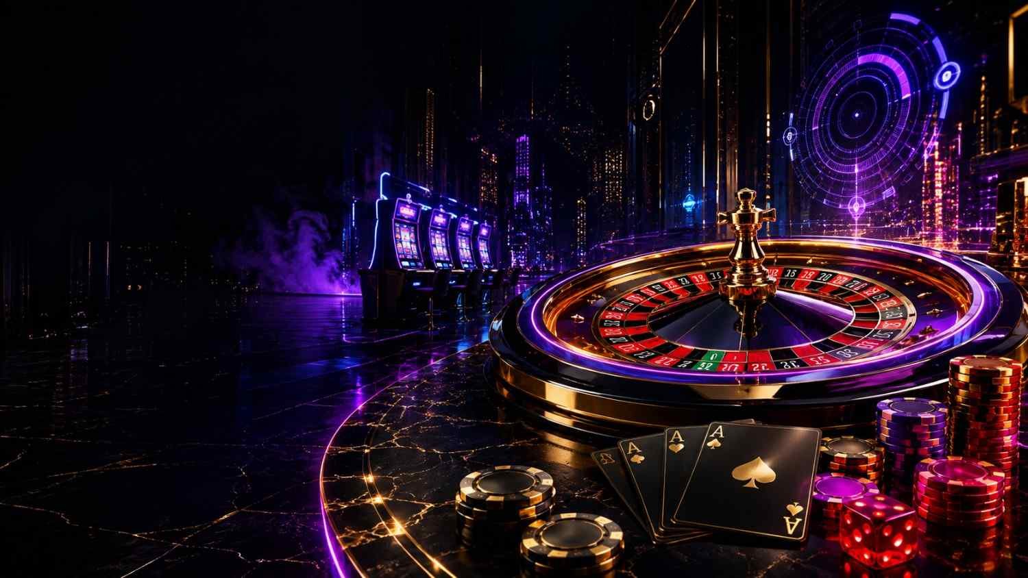 Casino Gaming Wallpaper 4K Koleksi Neon, Luxury dan Futuristic untuk Desktop