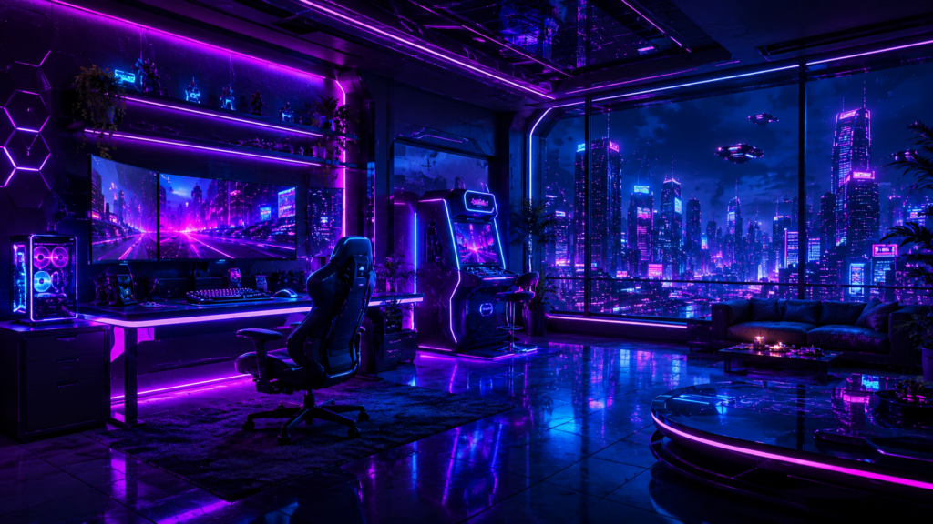 futuristic gaming wallpaper 4K