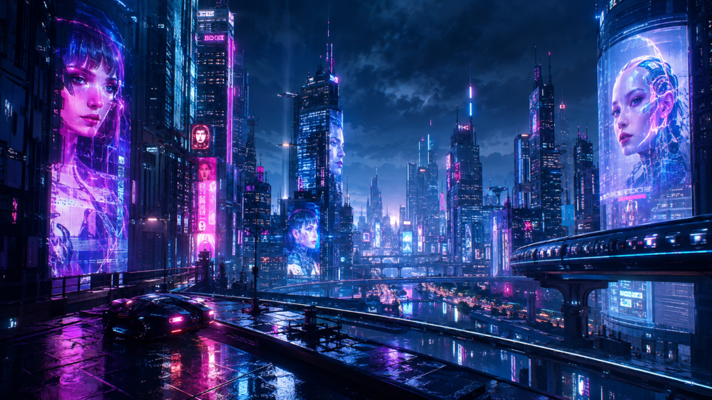Cyberpunk gaming wallpaper 4K neon futuristic city