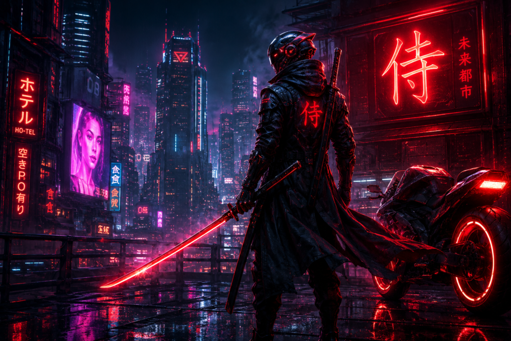 cyberpunk-desktop-wallpaper-gaming-setup.webp Alt: Cyberpunk desktop wallpaper pada monitor gaming