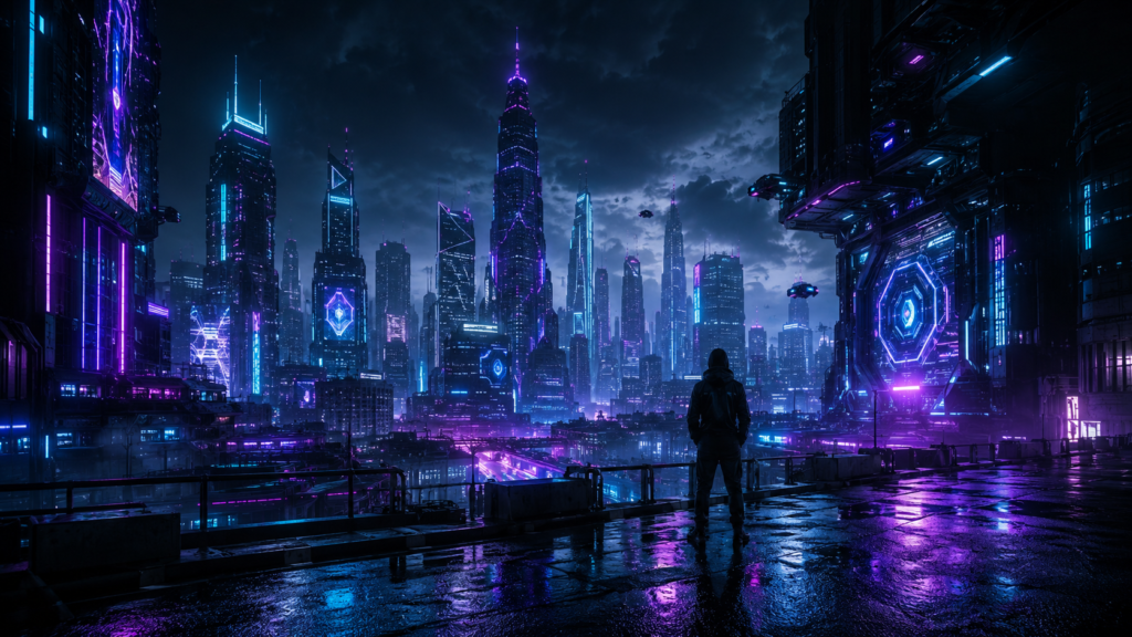 dark neon wallpaper cyberpunk untuk layar OLED